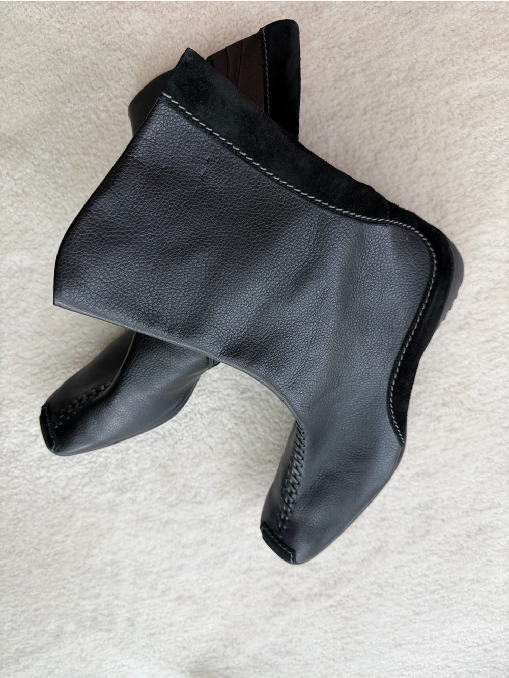 Paul Green Austrian Black Leather Suede Shaft Ankle Boots